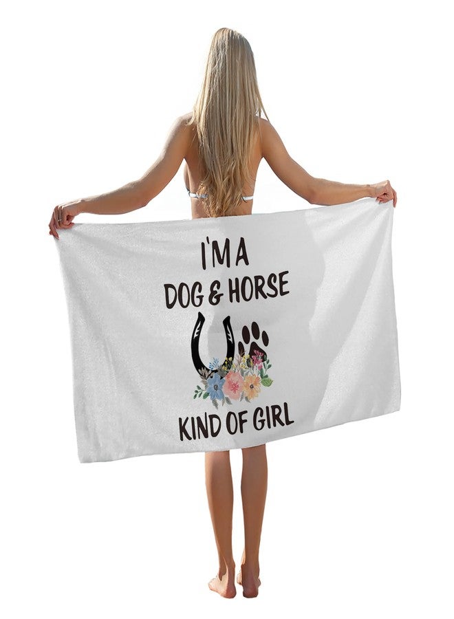 Tzhim Dog Horse Lover Gifts Beach Towel, Horse Girl Gifts Pool Towels, Dog and Horse Kind of Girl Sand Towel Large Bath Towels Gifts for Girls, Horse Gifts for Girls, Dog Gifts for Women, 29x60in - Image 1